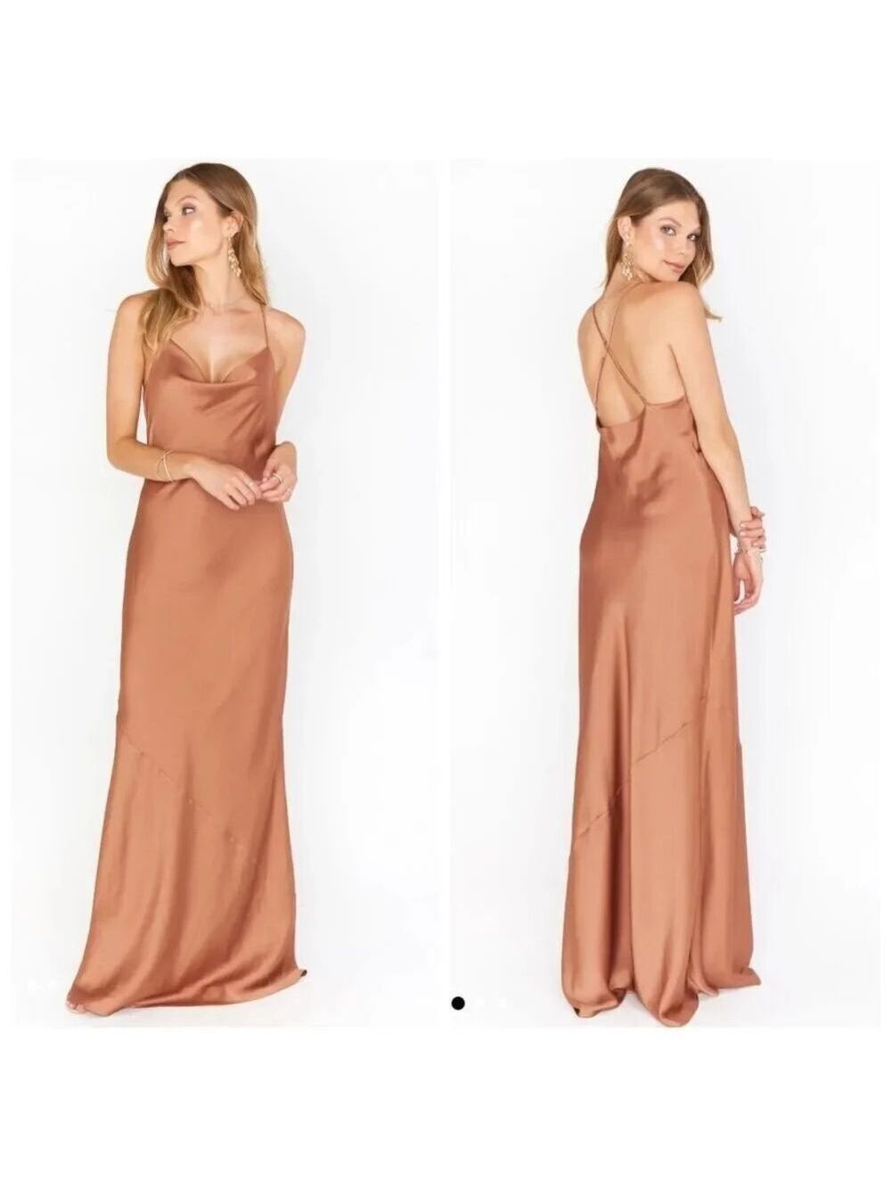 NWOT Show Me Your MuMu Tuscany Maxi Slip Dress In Cooper Luxe Satin